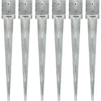 Příslušenství pro plot vidaXL Marketos Kotvící hroty 6 ks stříbrné 12 x 12 x 89 cm pozinkovaná ocel