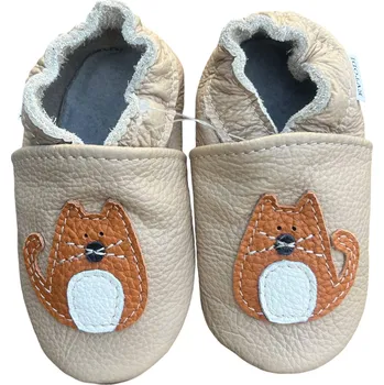 Capáčky EVTODI Kožené capáčky s koženou podrážkou kočička 2-3 roky Béžová 24,5