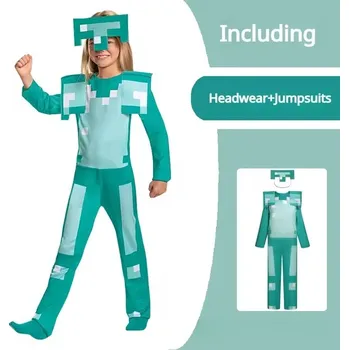 Karnevalový kostým Dětský kostým Minecraft (105-145 cm) Varianta: zelený (kostým a maska), Velikost: S (105-115 cm)