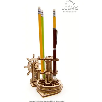 3D puzzle UGEARS MODELS Dřevěná 3D stavebnice mechanického modelu Organizér na psací potřeby
