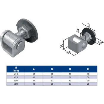 příslušenství k bráně PAVM18 - regulovatelný závěsný pant k navaření