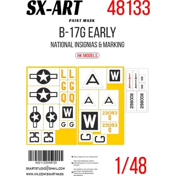 Plastikový model SX-ART 1/48 Paint mask B-17G early Nat.Insignia&Markings