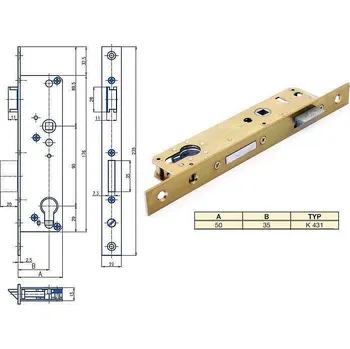 zadlabací zámek K431 ZAMEK P-L 1KS BZN 90/35/50