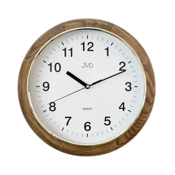 Hodiny JVD Kulaté dřevěné netikající tiché nástěnné hodiny JVD NS19040/78 (hodiny s plynulým tichým chodem)