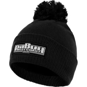 Čepice PitBull West Coast - zimní pletená čepice s bambulí ONE TONE BOXING černá