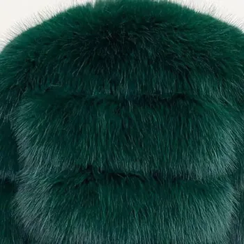 Dámská parka Krátký kožich luxusní se širokým límcem Barva: Tmavě Zelená, Velikost: S