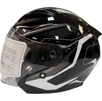 Helma na motorku Otevřená helma na skútr MAXX OF868-2 s plexi a sluneční clonou (černá, stříbrná), vel. M