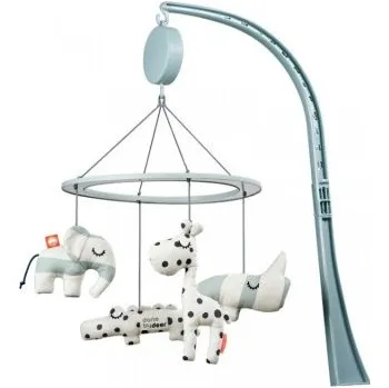 Kolotoč nad postýlku Done by Deer hudební kolotoč se zrcadlem - Modrý