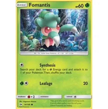 Volný čas Pokémon SUM 014/149 Fomantis - Sun & Moon Stav: Excellent, Verze: NORMAL