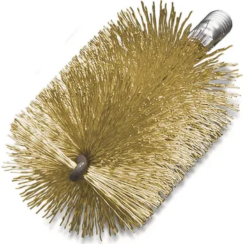 Drátěný kartáč Lessmann 506763 | Kartáč na trubky s vnějším závitem 63x160 / jednoduchá špirála, mosazný drát zvlněný, vnější 1/2"