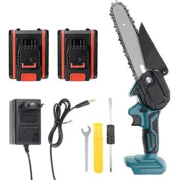 Motorová pila Ruční řetězová aku pila zelená 15 cm 2x 1,2 Ah + nabíječka