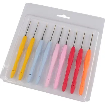 Sada háčků na háčkování se silikonovou rukojetí a zlatou špičkou, barva mix barev