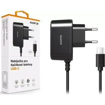 Nabíječka do sítě pro všechny seniorské a tlačítkové telefony ALIGATOR s USB-C konektorem, originální (Nabíječka Aligator pro všechny seniorské a tlačítkové telefony ALIGATOR s USB-C konektorem, originální)