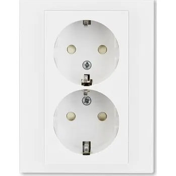 Stavebniny ABB LEVIT Dvojzásuvka 5522H-C03457 03 s bočními kontakty, s clonkami, bezšroubové svorky, bílá/bílá (nelze používat v ČR – pouze pro export) 5522H-C03457 03