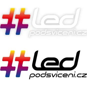 Samolepící dekorace Nálepka "#ledpodsviceni.cz" - barevné logo Šířka: 40cm - barevné logo, černé písmo