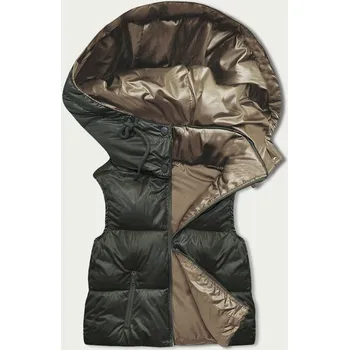 Dámská vesta Krátká dámská vesta v khaki barvě s kapucí SWEST, odstíny zelené XL (42) i392_22439-53