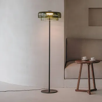 Lampička LEDS-C4 LED stojací lampa Úrovně, dvouvrstvá, zelená, sklo, CCT zeleno-průhledná, černá LED 14,6 W celkem - Doprava zdarma