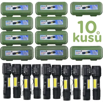 Svítilna UltraFire Výhodná sada 10 balení Kovových LED svítilen - baterky