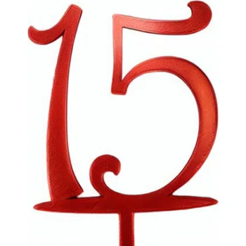 Jedlá dekorace na dort Zápich - číslo 15 červený
