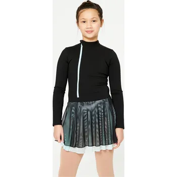 Zimní brusle OXELO Tréninková tunika na krasobruslení 10 LET ZELENÁ|ČERNÁ