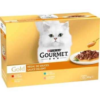 Krmivo pro kočku 12x85g Gourmet Gold šťavnaté jemné plátky - kuřecí variace