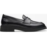 CLARKS Dámské černé kožené mokasíny 26179541-BLACK-245 Velikost 40