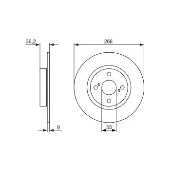 Brzdový kotouč Brzdové kotouče 265,9 mm Toyota COROLLA Compact (_E11_) - BOSCH