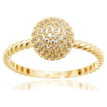 Prsten Dámský prsten ze žlutého zlata s čirými zirkony PR0735F + DÁREK ZDARMA