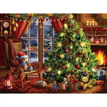 Diamantové malování Zakázková pro Diamantovani.cz Vánoční pohoda u krbu (50x70)