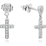 Beneto Stříbrné náušnice křížky s kamínky AGUP1176 + 2 měsíce na vrácení zboží