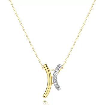 Náhrdelník Náhrdelník ze směsového zlata 585 - protilehlé oblouky s čirými zirkony