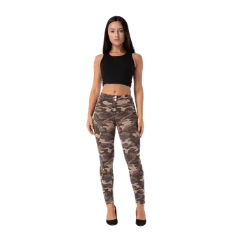 Dámské legíny Royal Wolf Push-Up legíny Melody, Camo Brown Velikost: XL, Varianta: Vysoký pas