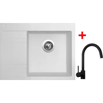 Granitový dřez Akční Sinks RIM 650 P Milk + VITALIA černá