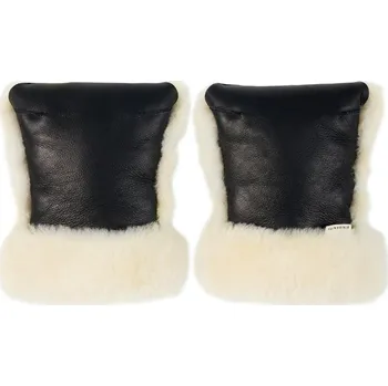 Rukávník BINIBAMBA Rukavice na kočárek z ovčí kožešiny Merino Noir + Milk