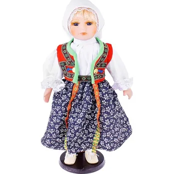 Panenka TifanTEX Porcelánová panenka v kroji s bílým šátkem 41cm