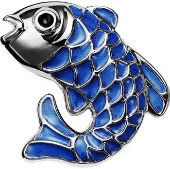 Brož Zoikos | Jehlice do klopy stříbrné barvy s motivem modré ryby koi - Trendhim