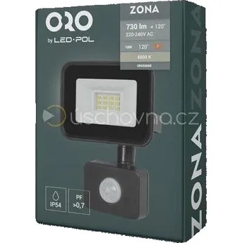 Reflektor LED ORO Zona, 10 W, 730 lm, NW-B-PIR