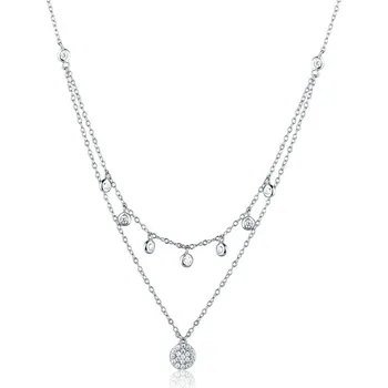 Náhrdelník Dvojitý stříbrný náhrdelník s čirými zirkony