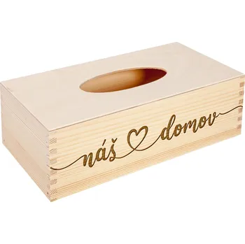 Papírový kapesník Dřevia Dřevěná krabička na kapesníky - Náš domov