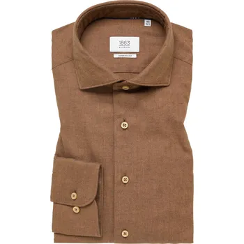 Vlněná flanelová košile Eterna Modern Fit karamelová velikost: 43, délka rukávu: dlouhý rukáv