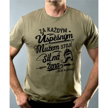 Za každým úspěšným mužem stojí silná žena... stojí a pičuje - Pánské tričko Basic - Nejoblíbenější - S