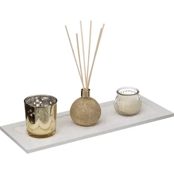 Svíčka Atmosphera Vonná sada se svíčkou a difuzérem, zlatá