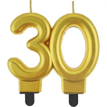 Dortová svíčka MZ Svíčka na dort "30" - pět druhů barev Barva: Zlatá