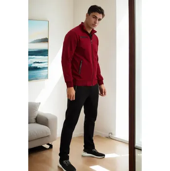 51357 Dewberry Plus Size Mens Tracksuit Set-BORDEAUX dewberry tmavě červená 2942566