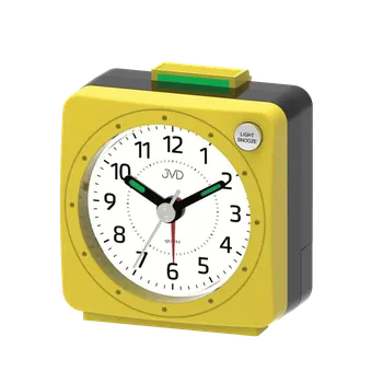 Budík JVD Žlutý nejlevnější baterkový budík JVD SR220.12 s osvětlením