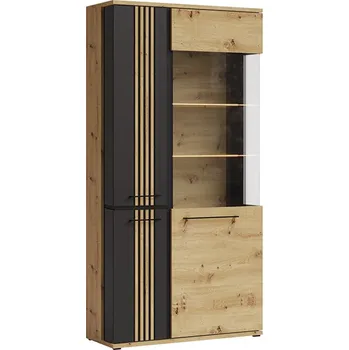 Knihovna Vitrína dub artisan/černá MOLTO ML2