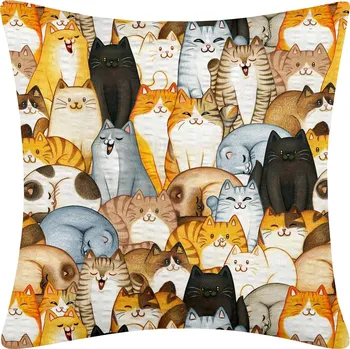 Povlak na dekorativní polštářek DARRÉ Krepový povlak na polštář Kočky Velikost: 40 x 40