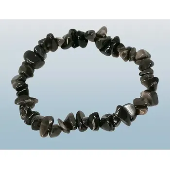 Náramek Ochranný sekaný náramek – stříbrný obsidián z Mexika