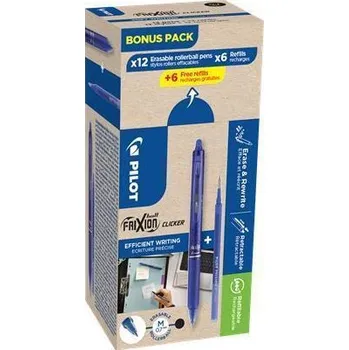 Roller "Frixion Clicker, Bonus Pack", modrá + náplň, 0,7/0,35mm, vymazatelný, PILOT BLRT-G