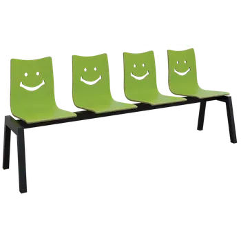 SMILE 4, dřevěná lavice do čekárny, 4-sedák, zelená, kostra černá